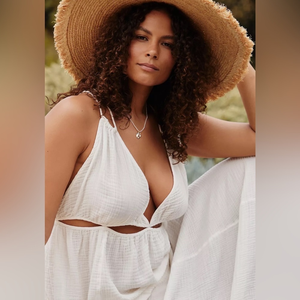 NWT Anthropologie Gauzy Cutout Cover-Up Maxi Dress Size XL - Picture 3 of 17